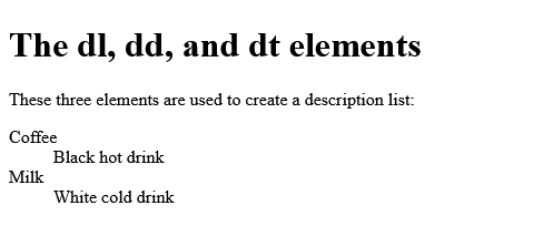 How to create HTML <dt> Tag