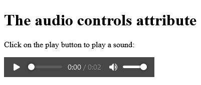 How to add HTML <audio> controls Attribute