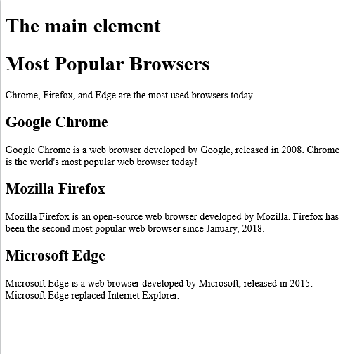 How to create HTML <main> Tag