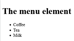 How to create HTML <menu> Tag