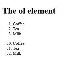 How to create HTML <ol> Tag
