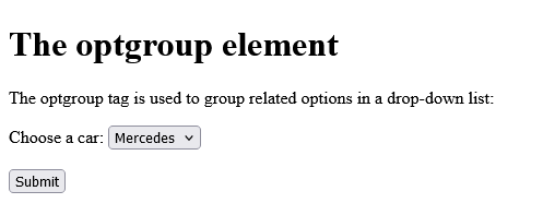 How to create HTML <optgroup> Tag