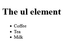 How to create HTML <ul> Tag